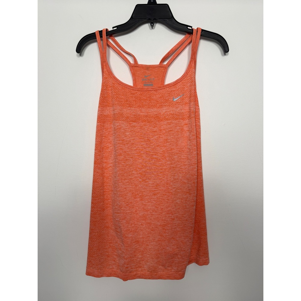 Nike Dri-FIT Knit Running Tank Top Orange Heather Racerback 645032-843 Womens XL
